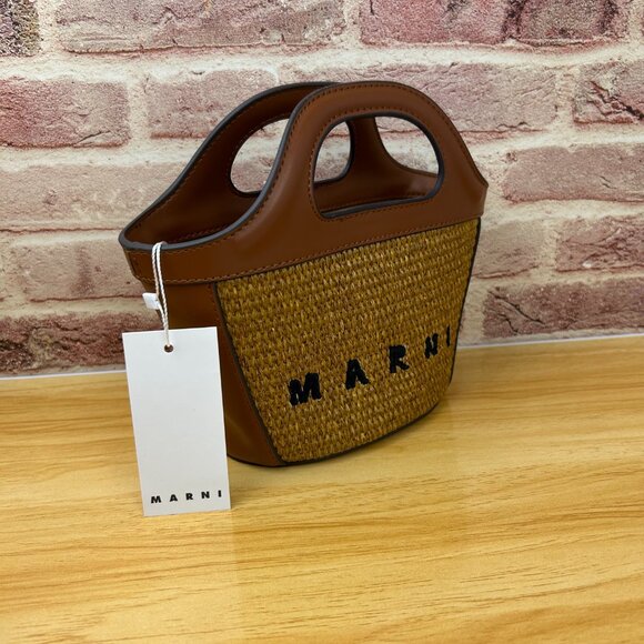 MARNI Tropicalia small Tote bag in brown Authentic - Picture 7 of 9